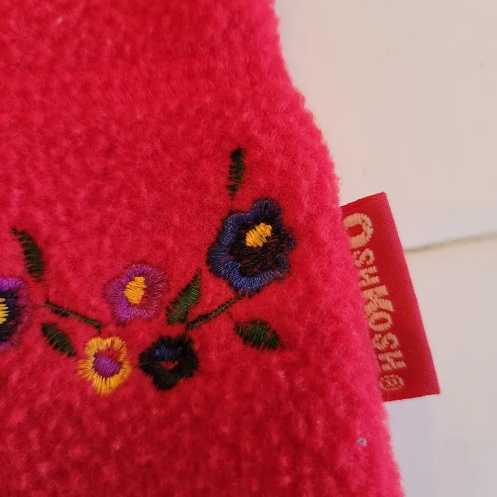 Oshkosh 4 Fleece Red‎ Vest Embroidered Flowers Cosplay Costume